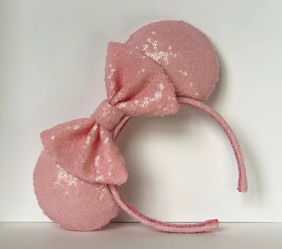 Millennial Pink Sequin Mouse Ears. Bubblegum Baby Pink Sequin Mouse Ears. Custom Handmade Mouse E... | Etsy (US)