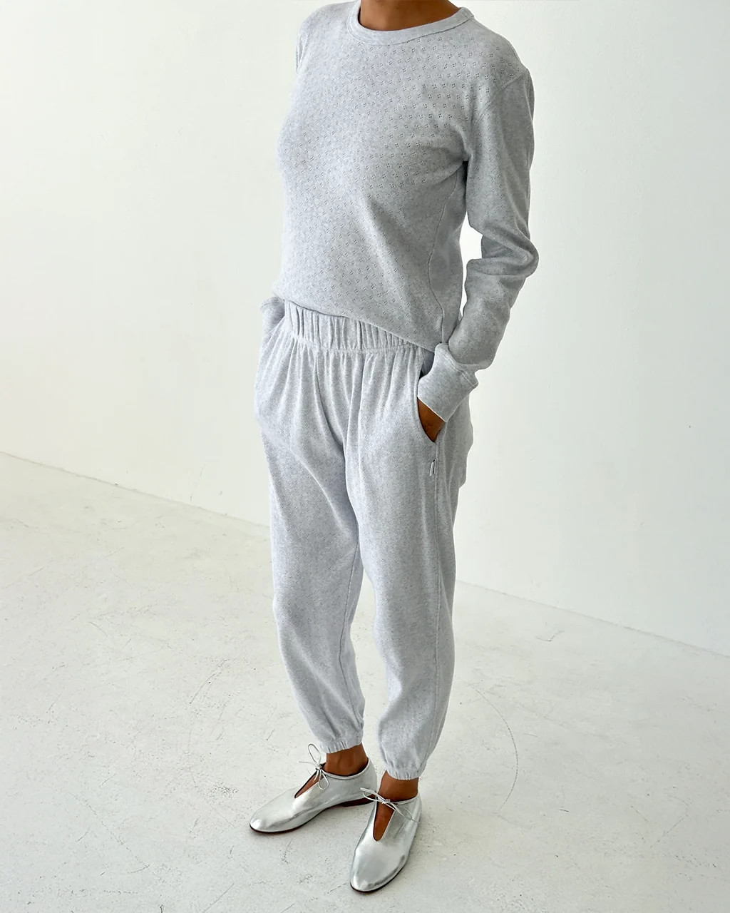 Pointelle Serene Jogger - Icy Grey | ban.do