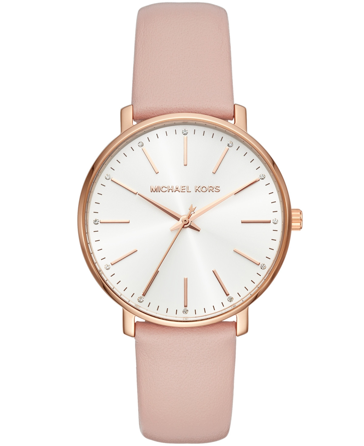Michael Kors Women's Pyper Blush Leather Strap Watch 38mm - Blush/White | Macy's