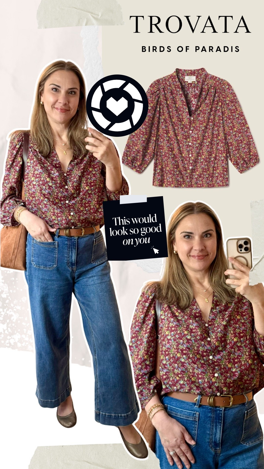✨ Effortless + timeless ✨
This floral blouse by Trovata feels like an instant fall classic — relaxed, feminine, and so easy to pair with denim or dress up with tailored pants. Love how it blends that California-cool vibe with polished details 🍂 🍐 True to size.

📌 Linking it for you in my LTK!

#Trovata #BirdsofParadis #OOTD #LTKstyle #FallFashion #ad

