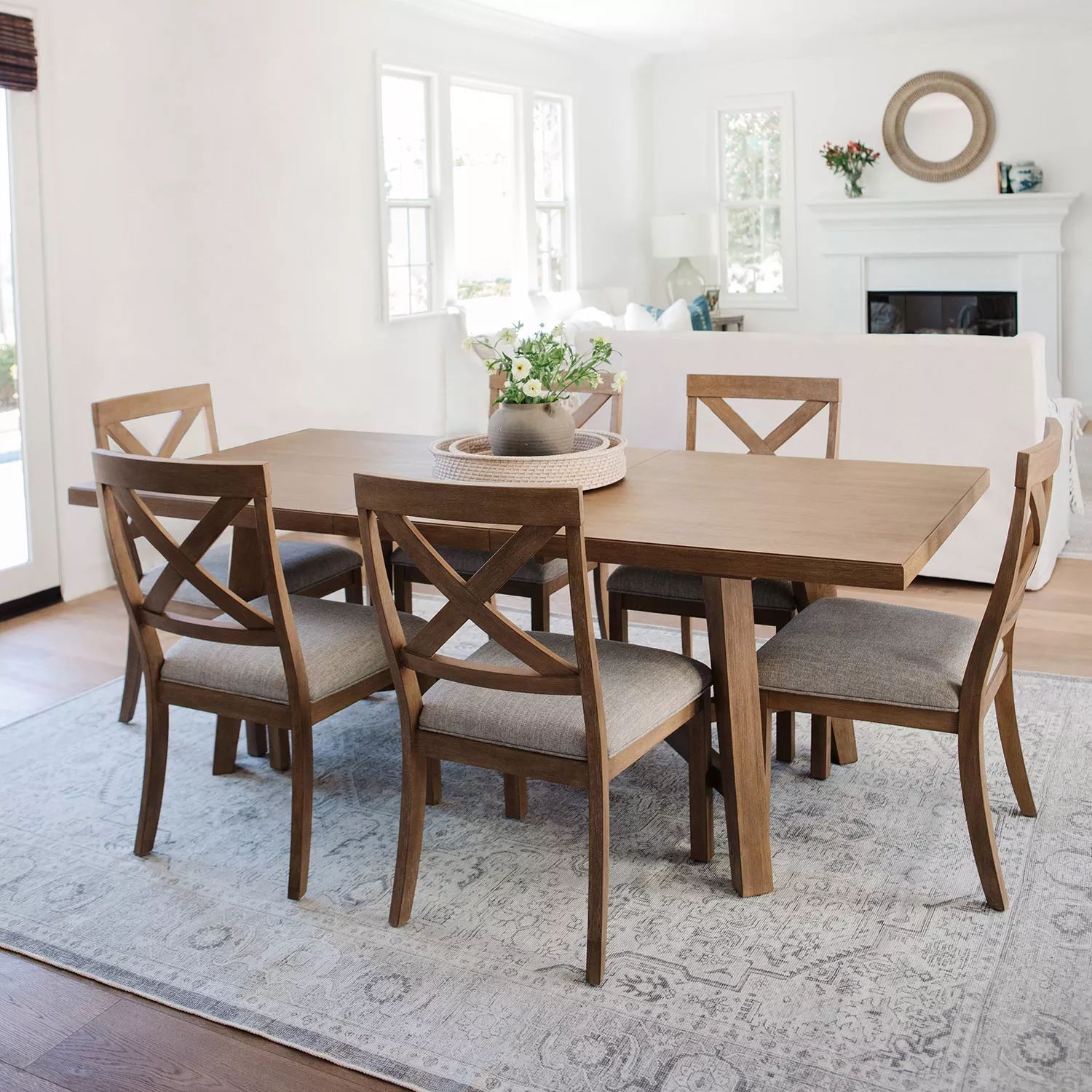 details by Becki Owens Ren 7-Piece Expandable Dining Set, Distressed Natural Wood Finish | Sam's Club