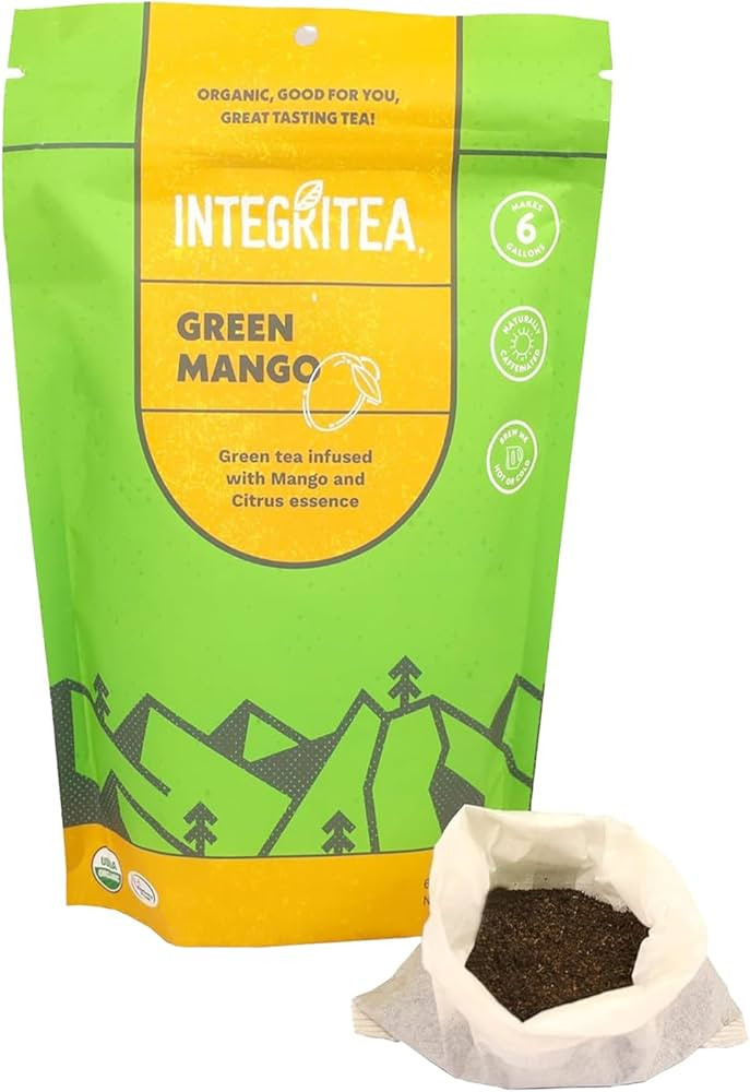 IntegriTEA Green Mango Flavored Green Tea, 6 Organic Unsweetened Iced Tea Bags, 6 Gallons, Hot or... | Amazon (US)