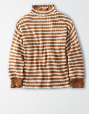 AE Studio Striped Mock Neck Sweater | American Eagle Outfitters (US & CA)