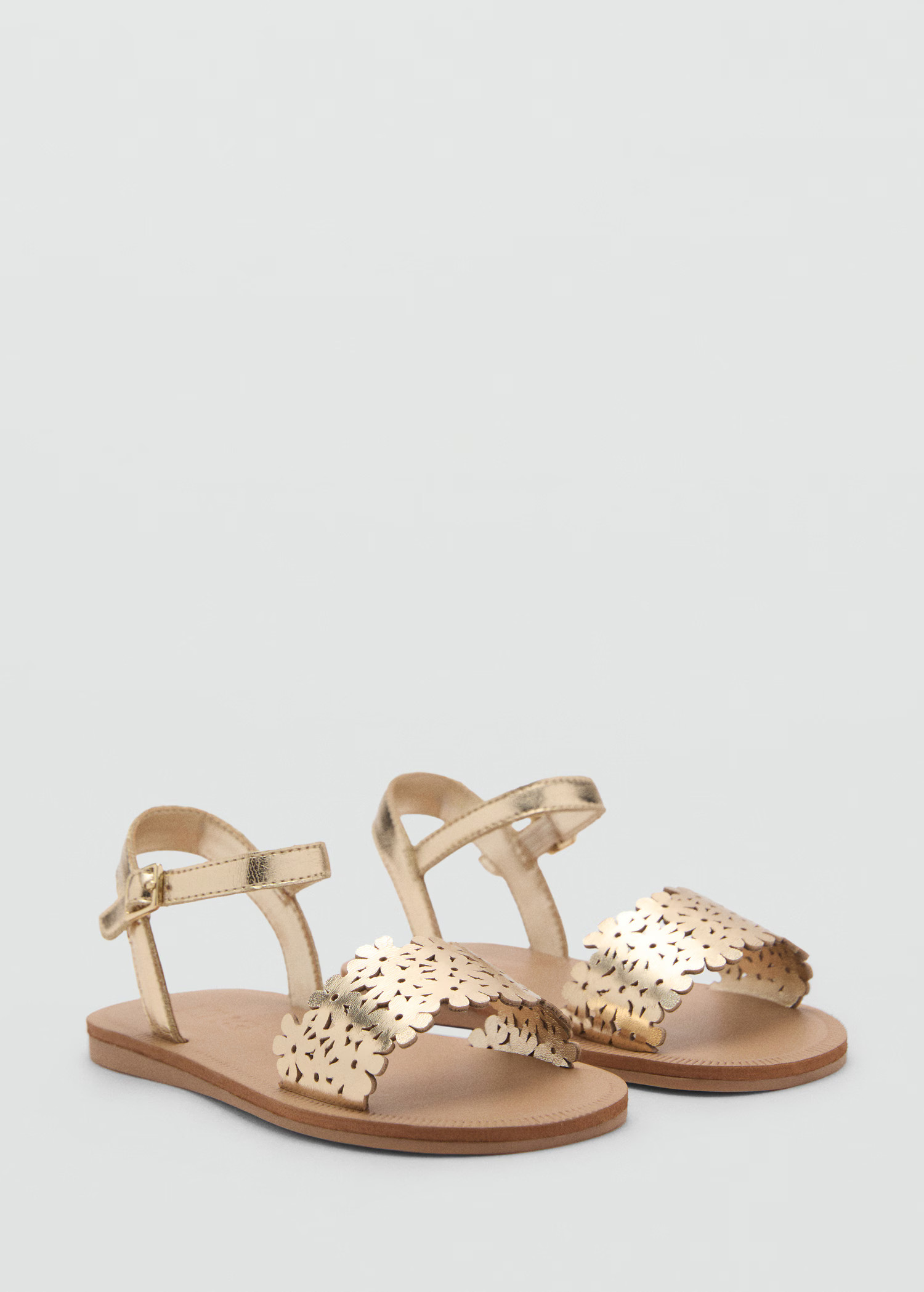 Sandals with metallic flower - Kids | MANGO USA | Mango (US/MX/AU)