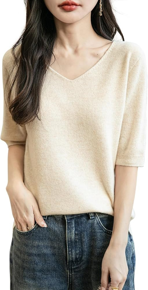 Chanyarn Women's V-Neck 100% Merino Wool Spring Fall Winter First-Line Ready to Wear Seamless Kni... | Amazon (US)