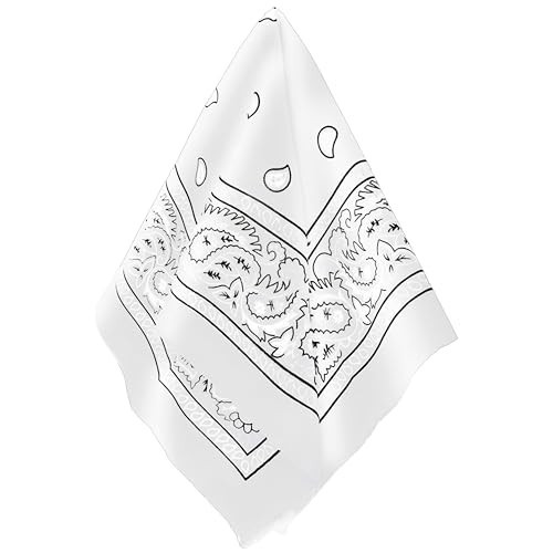 Classic White Paisley Bandana - 20" x 20" (1 Count) - Perfect for Outdoor Activities, Fashion Accessory, and DIY Projects | Amazon (US)