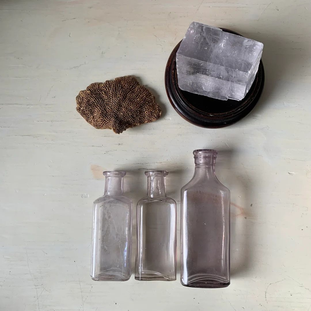 Antique Pale Purple Glass Bottles - Mini Lavender Vintage Bottle Collection - Lot of Three - Apot... | Etsy (US)