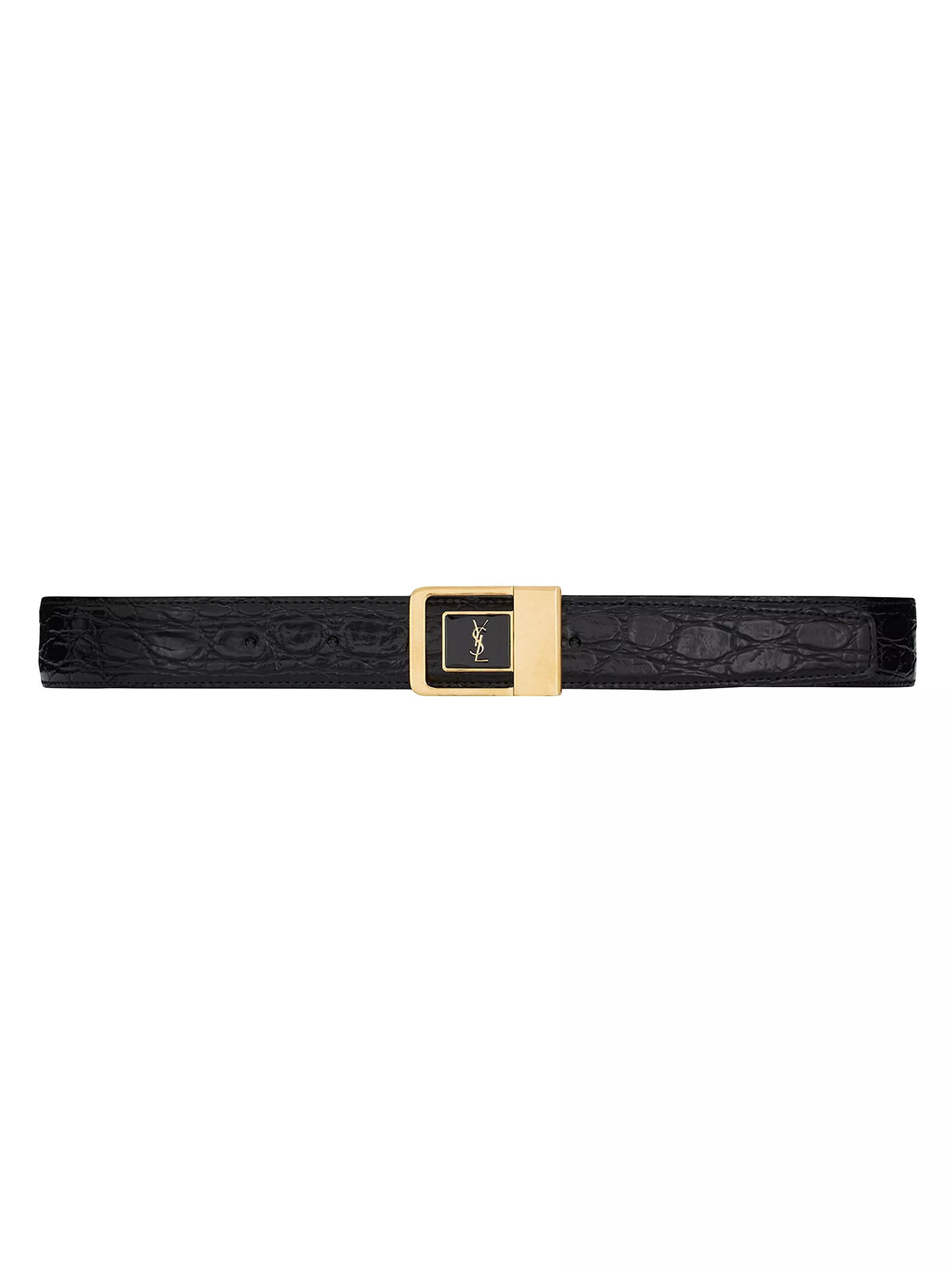 Female Buckle Belt In Crocodile Embossed Leather | Saks Fifth Avenue