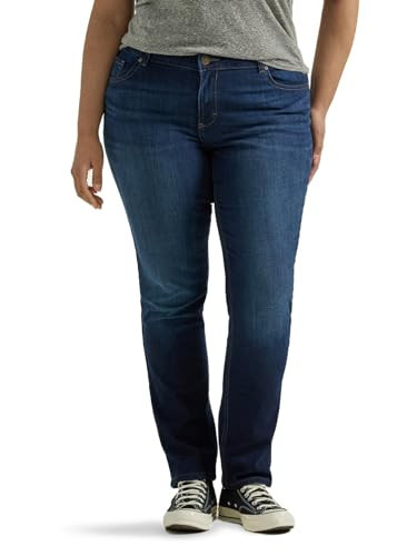 Lee Women's Plus Size Legendary Mid Rise Straight Leg Jean Nightshade 16 Plus Petite | Amazon (US)