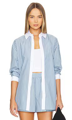 Lovers and Friends Alice Oversized Top in Sky Blue & White from Revolve.com | Revolve Clothing (Global)