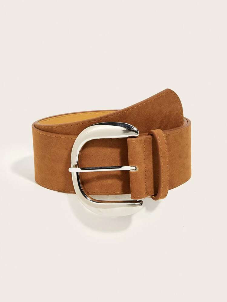 1pc Women's Vintage Brown Suede Wide Waist Belt, Solid Color Fashion Minimalist Versatile Layered Waist Accessory, Suitable For Daily Use Fall, Autumn, Halloween | SHEIN
