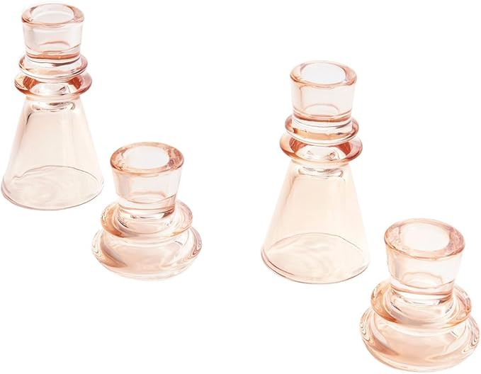 Amazon.com: LampLust Taper Candle Holders, 4 Pack, 2 & 4 Inch, Pink Glass Candle Holders, Fits St... | Amazon (US)