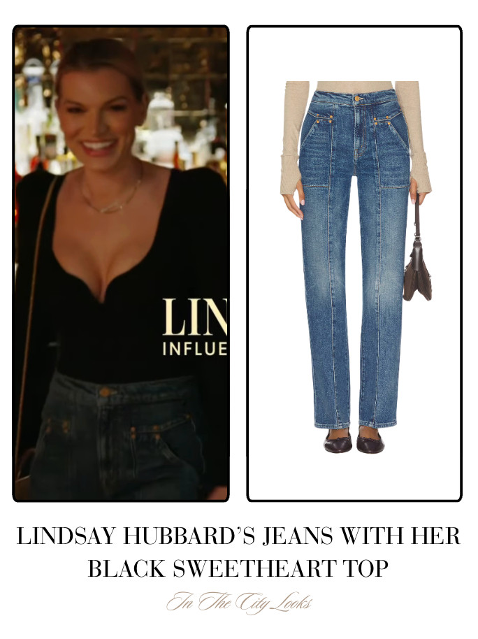 Lindsay Hubbard's Jeans with Her Black Sweetheart Top 

 