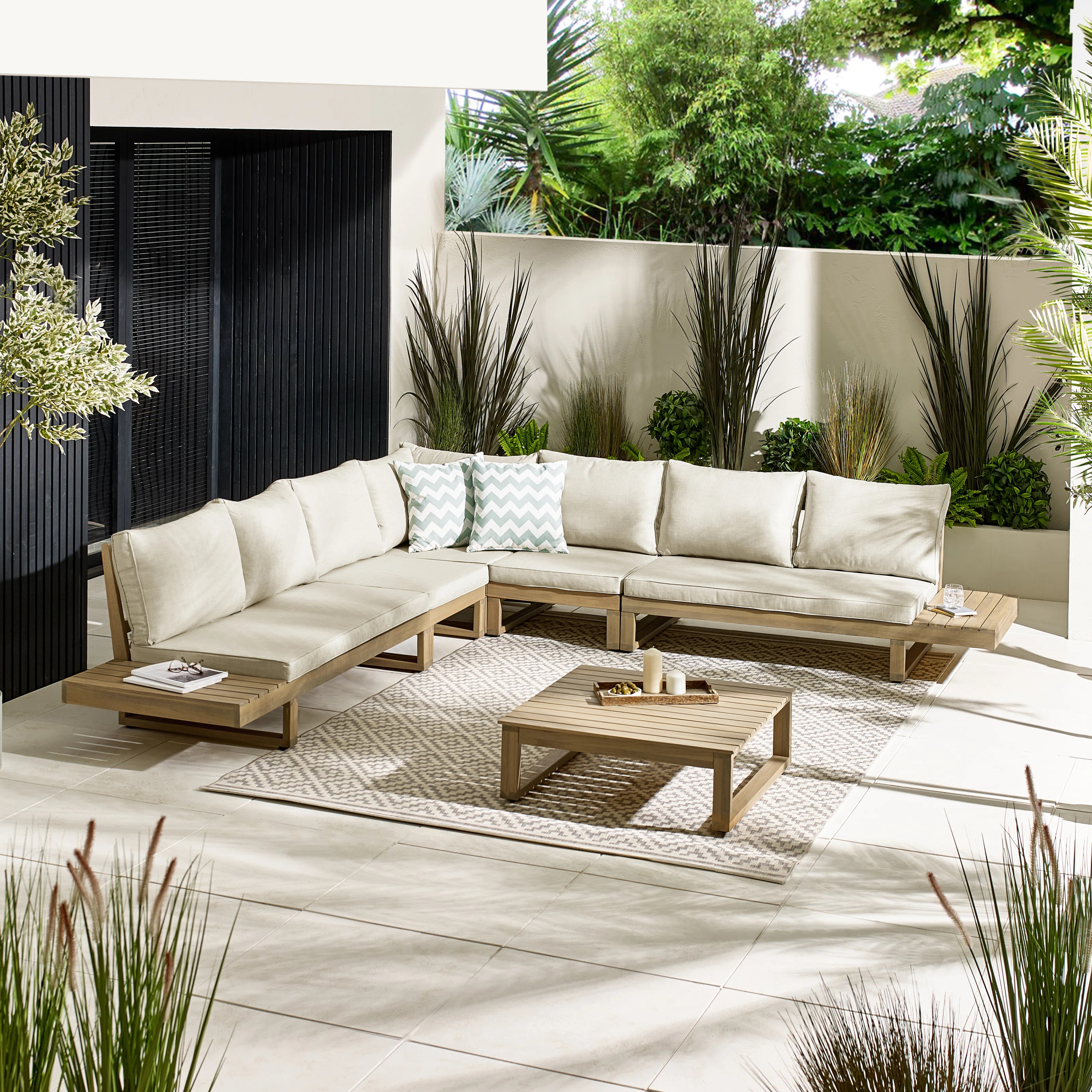 Giyana 7/8 Person Solid Wood Outdoor Convarsation Set With Coffee Table - Lounge For Modern Garde... | Wayfair North America
