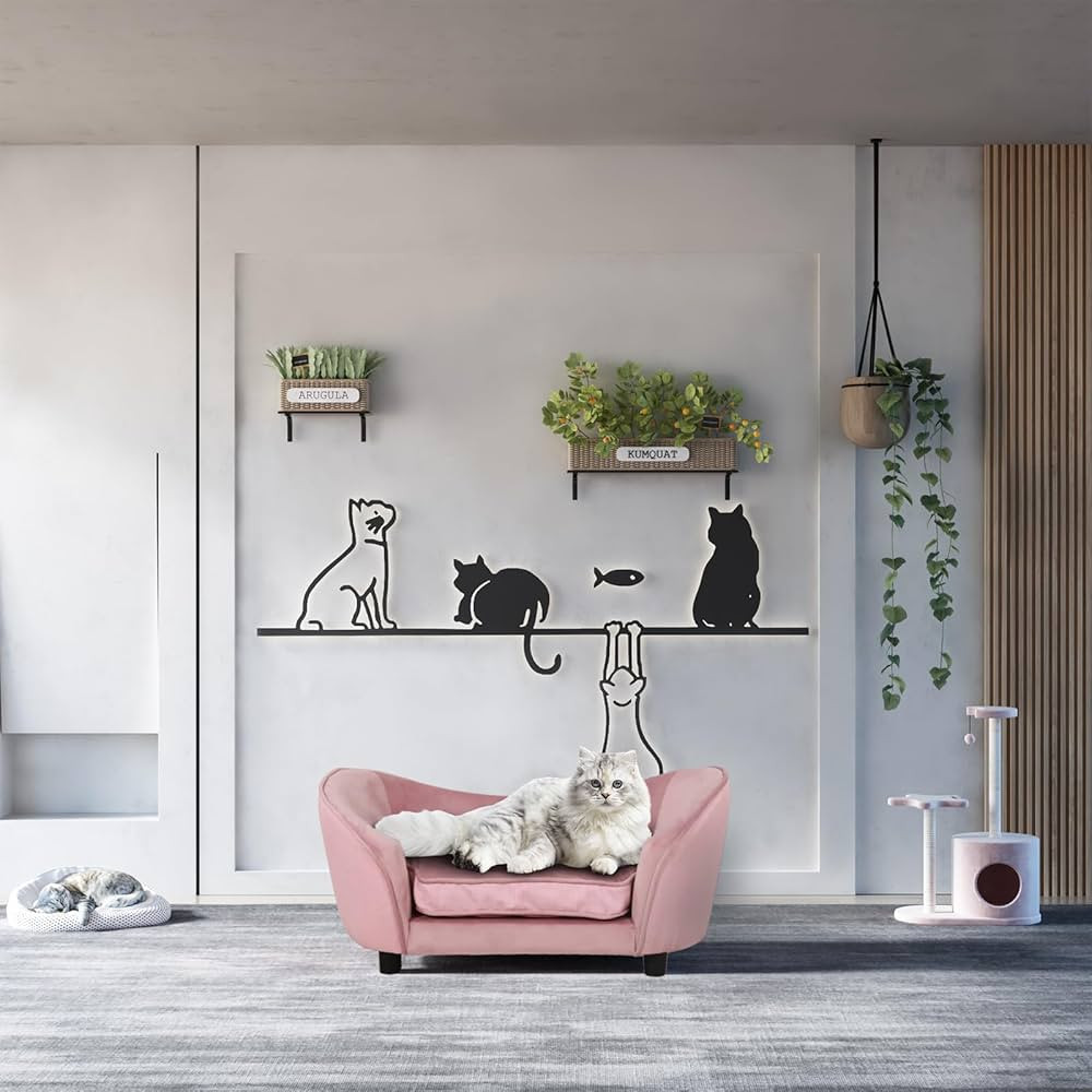 Pet Bed/Velvet & Linen Fabric Pet Sofa Couch with Removeable & Washable Cushion for Small Dogs & ... | Amazon (US)