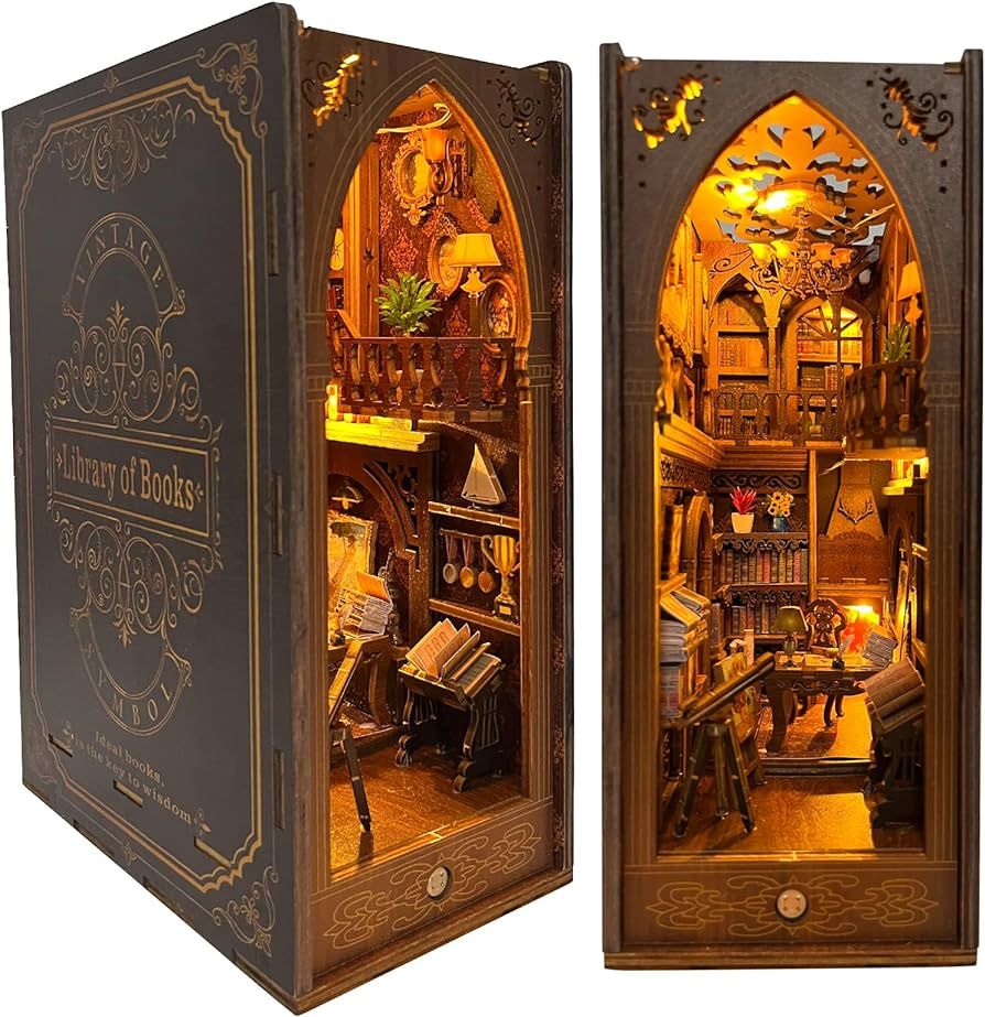 CRIOLPO Book Nook Kit - DIY Dollhouse Booknook, Book Nook Miniature Kit for Bookshelf Insert Deco... | Amazon (US)