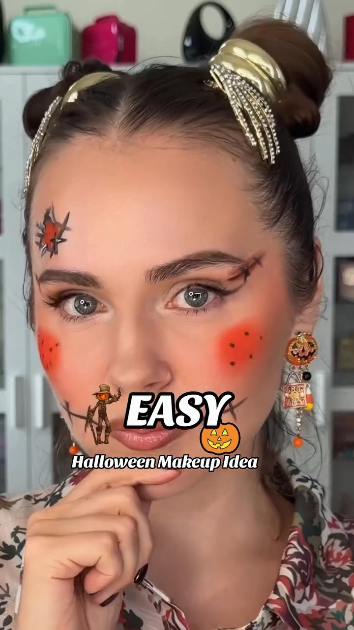 Easy Halloween Makeup Idea: Scarecrow/Pumpkin! Save it for later! @maccosmeticscanada @makeuprevolution @lorealparis 

#scarecrow #halloween #halloweenmakeupideas #easyhalloweenmakeup