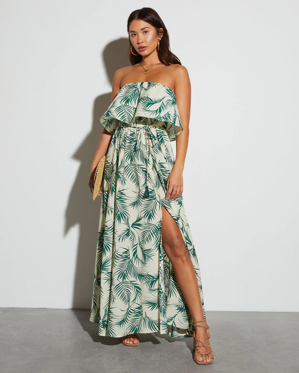 Swaying Palms Strapless Empire Maxi Dress | VICI