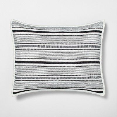 Standard Textured Stripe Pillow Sham Railroad Gray - Hearth &#38; Hand&#8482; with Magnolia | Target
