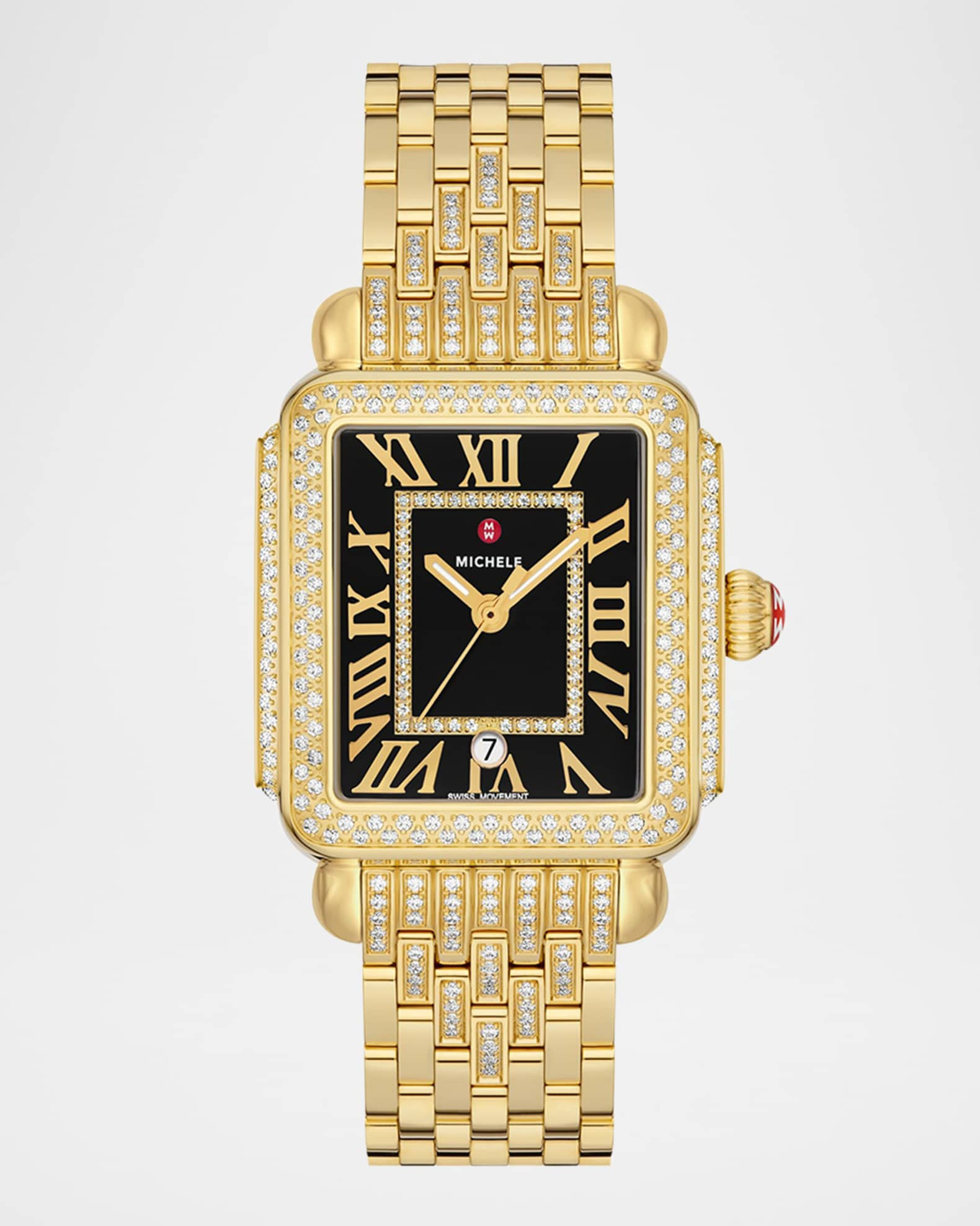 Special Edition Deco Madison Noir Dial Gold Diamond Bracelet Watch | Neiman Marcus