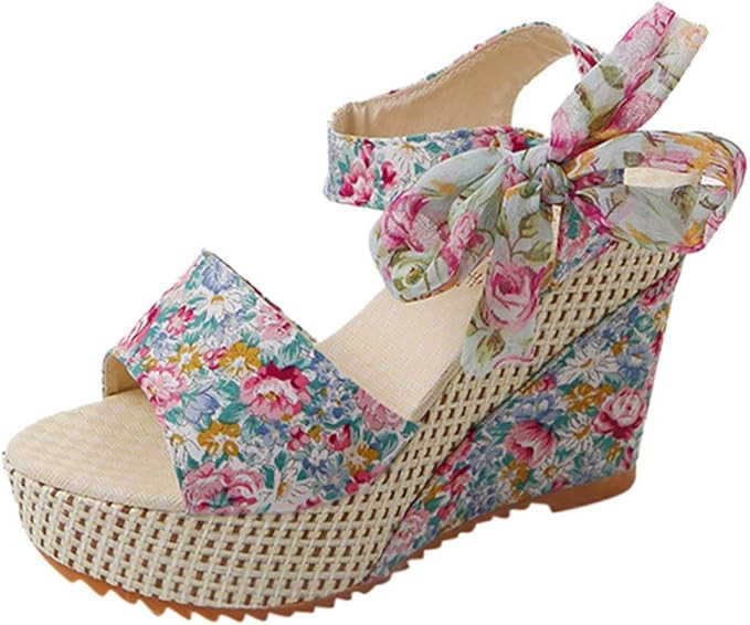 UMIYI Sandals for Women Casual Summer Zipper Buckle Ankle Straps Open Toe Wedges Sandals Womens S... | Amazon (US)