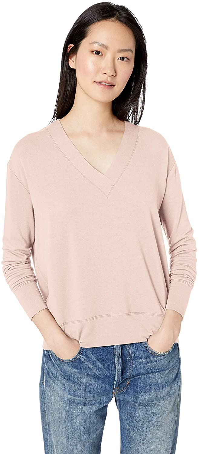 Amazon Brand - Daily Ritual Women's Supersoft Terry Long-Sleeve Deep V-Neck Shirt | Amazon (US)