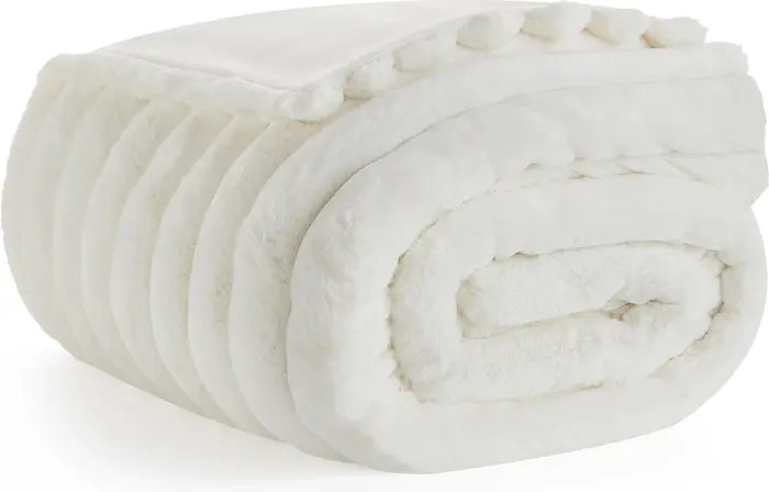 Channel Quilt Faux Fur Throw Blanket | Nordstrom