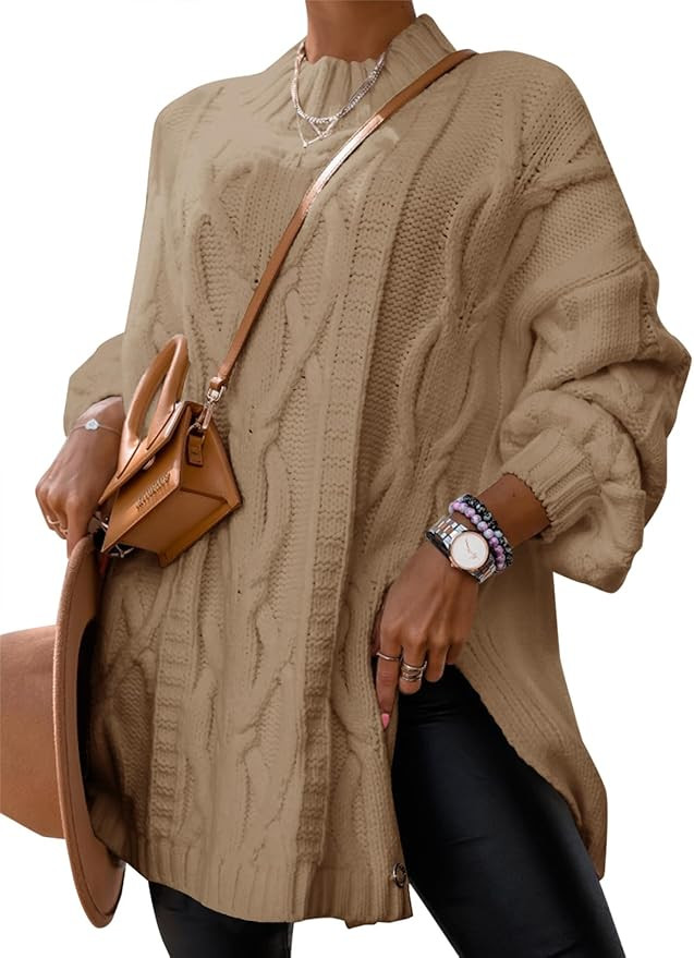 Danedvi Womens Oversized Pullover Sweater Fall Chunky Long Sleeve Crewneck Cable Knitted Sweaters... | Amazon (US)