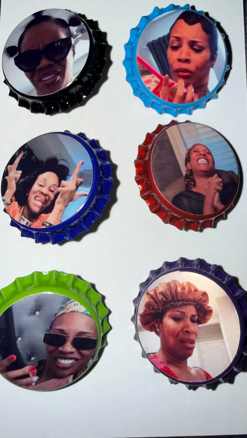Funny Auntie Reaction Meme Pins | Black Culture Bottle Cap Set | Gift for Bestie | Etsy (Global)