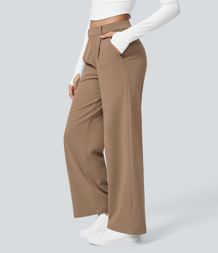 High Waisted Pocket Straight Leg Work Pants | HALARA