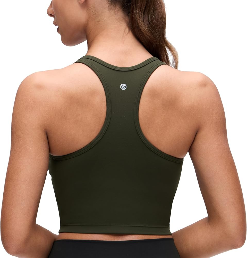 CRZ YOGA Butterluxe Racerback Crop Tank Tops for Women - Padded Y-Back Longline Sports Bras Scoop... | Amazon (US)