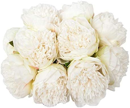 U'Artlines 2Bouquet 10Heads Artificial Peony Silk Flower Leaf Home Office Wedding Party Festival Bar | Amazon (US)