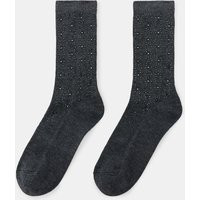 Zara - Rhinestone Rib Socks - Women - Gray Marl - Women | Zara US