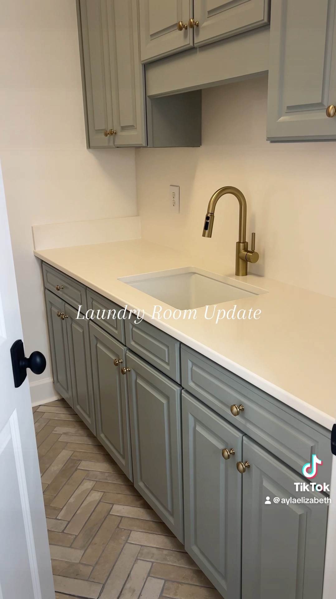 Laundry room remodel! I will link what I can. I used Home Depot for the countertop & sink install. My dad did the tile install and paint. I hired Hutcheson Design Co to do the floating shelf. 

#LTKVideo #LTKHome