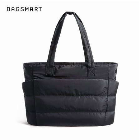 BAGSMART Tote Bag for Women, Lightweight Puffy Tote Bag for Travel, Work, Beach, Gym, Shop, Black | Walmart (US)
