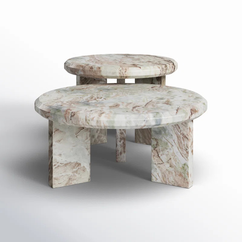 Bryce Nesting Coffee Table-Creamy Taupe Marble Solid | Wayfair North America