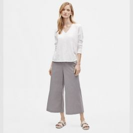 Organic Cotton Poplin Wide Cropped Pant | Eileen Fisher