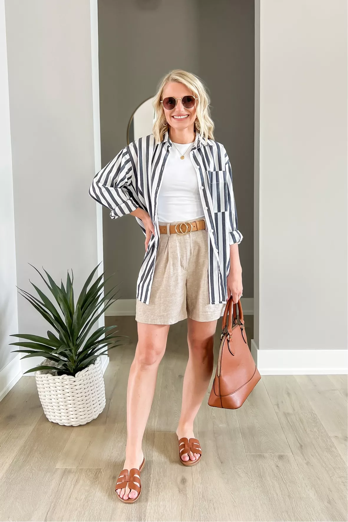 High-Waisted Striped Linen-Blend … curated on LTK