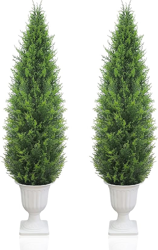 Realistic Artificial Cedar Tree with Planter Set of 2,Faux Topiary Cypress Plant for Home,Office,... | Amazon (US)