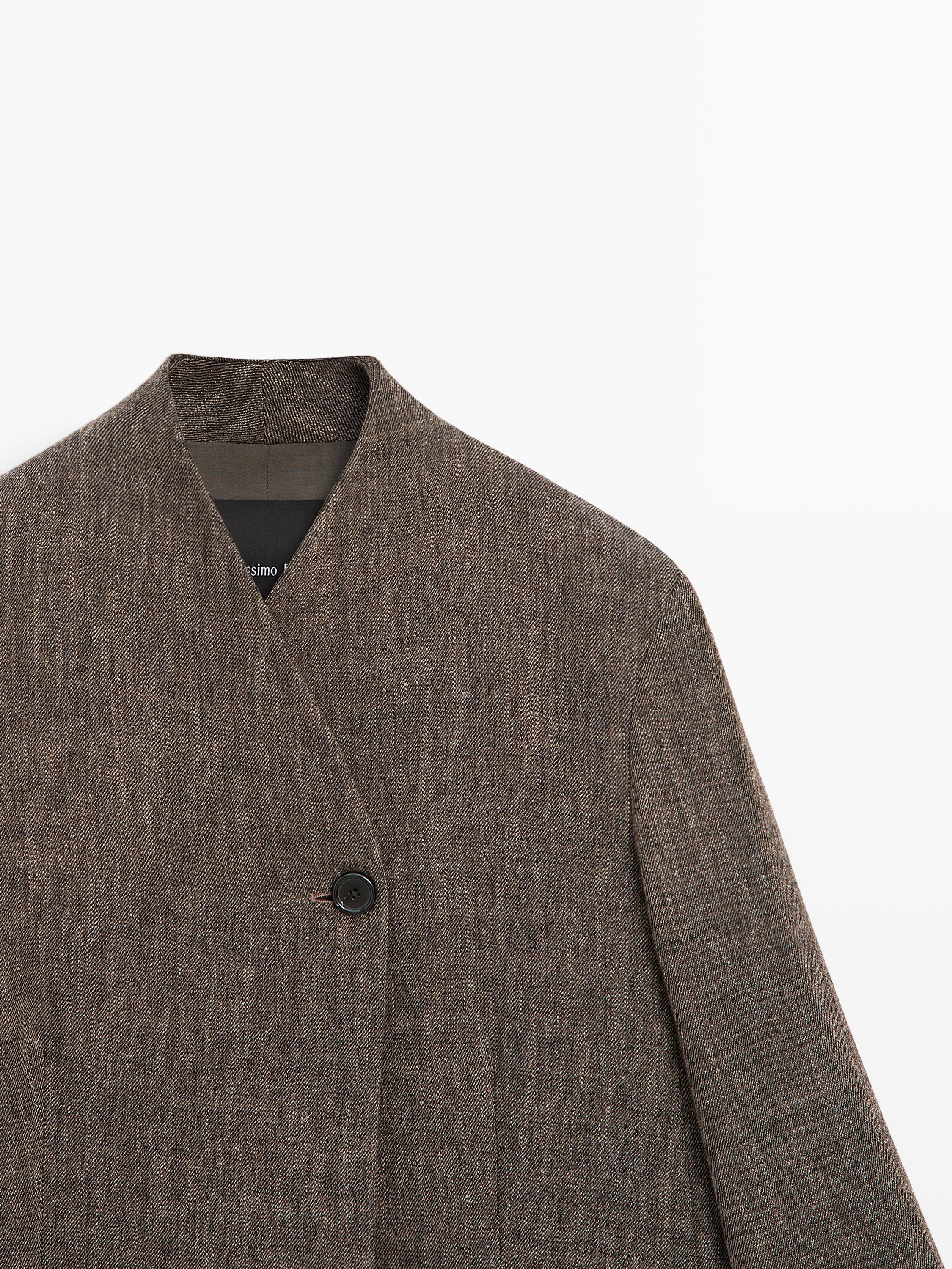 Melierter Mantel mit Stehkragen und Wolle | Massimo Dutti DE