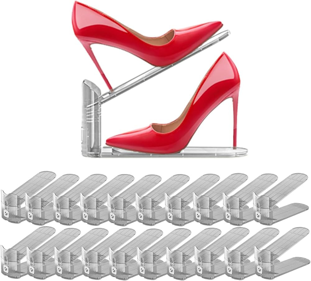 Clear Shoe Slots Organizer Adjustable Shoe Stacker Small Space Shoe Rack Holder Shoe Storage Orga... | Amazon (US)