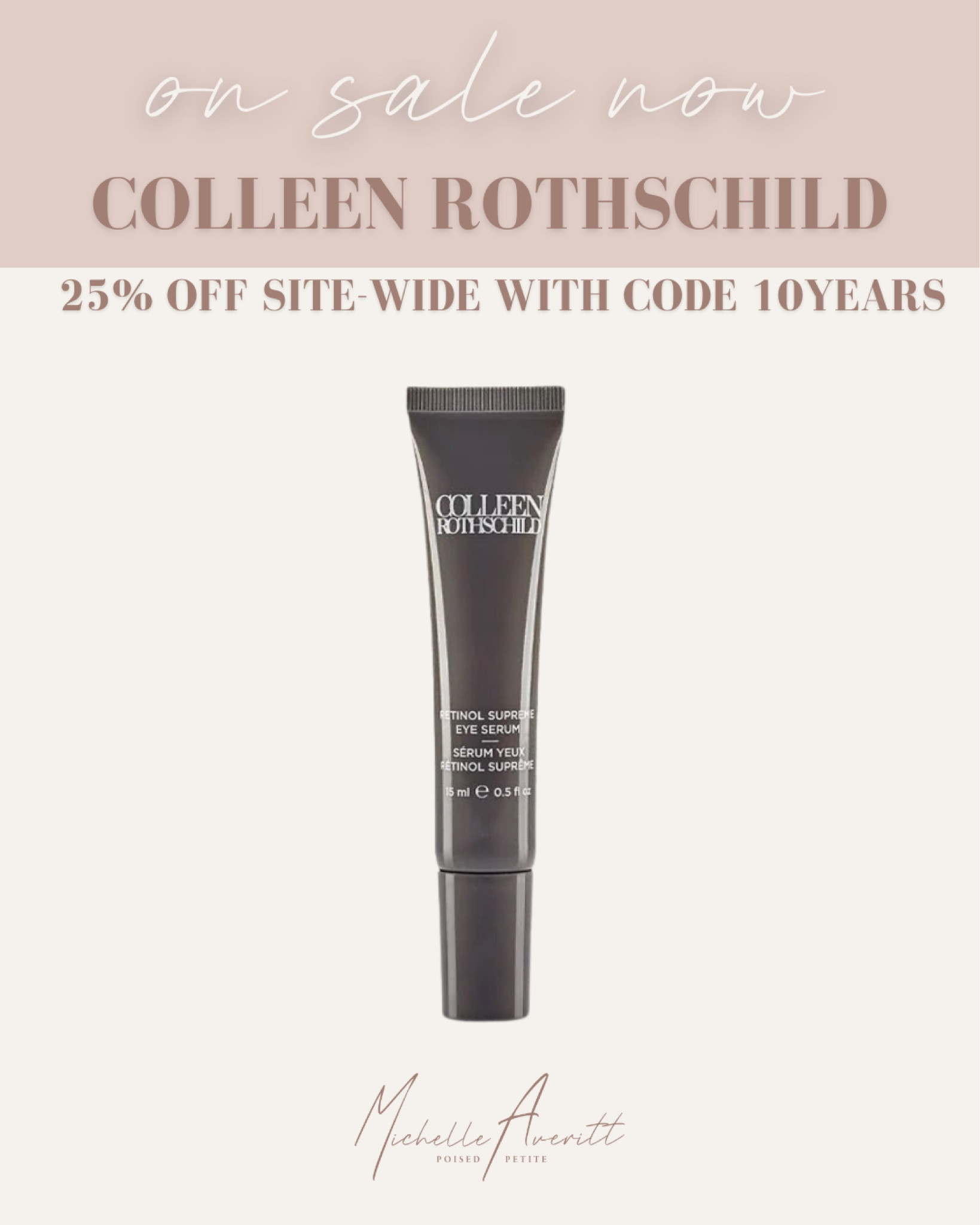 Retinol eye serum 

25% off at Colleen Rothschild for their 10 year anniversary sale! Use code 10YEARS!

#LTKsalealert #LTKGiftGuide #LTKbeauty
