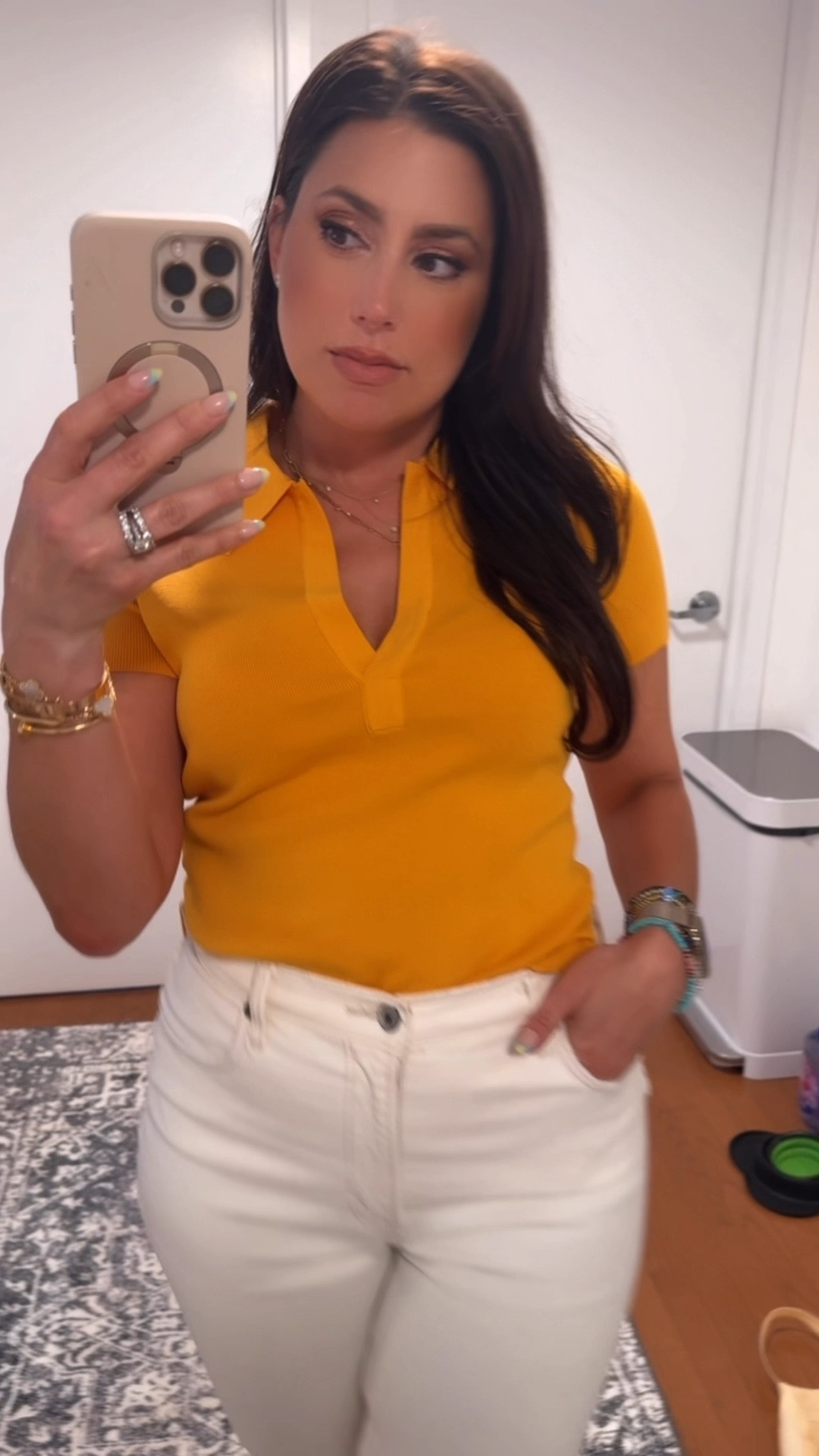 Marigold mustard knit polo shirt top 

#LTKStyleTip #LTKSeasonal #LTKFindsUnder100