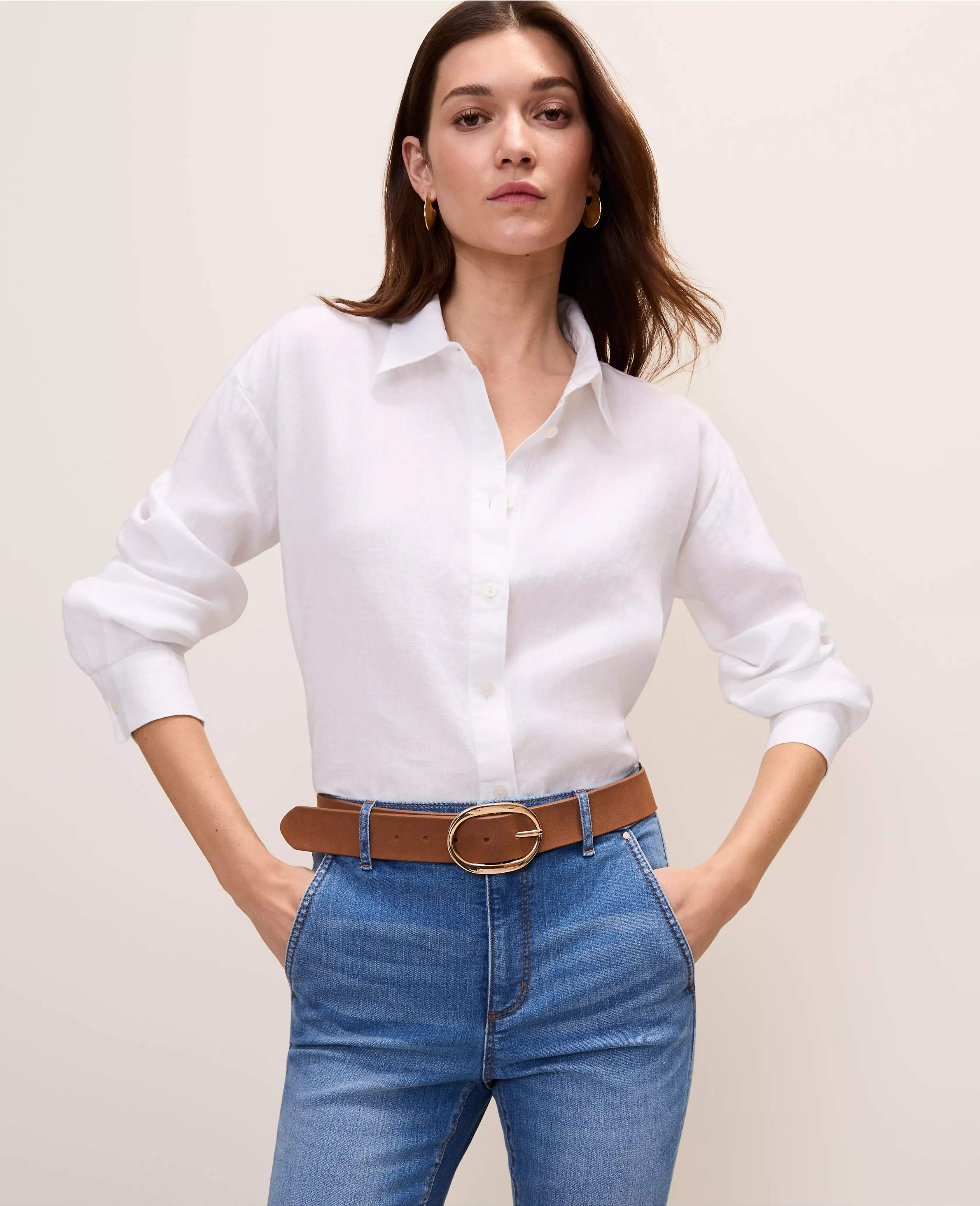The Petite Linen Button Down Shirt | Ann Taylor