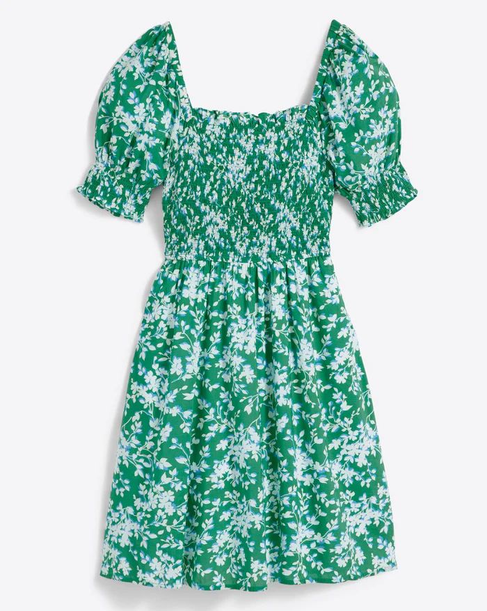 Cam Smocked Dress in Green Shadow Floral | Draper James (US)