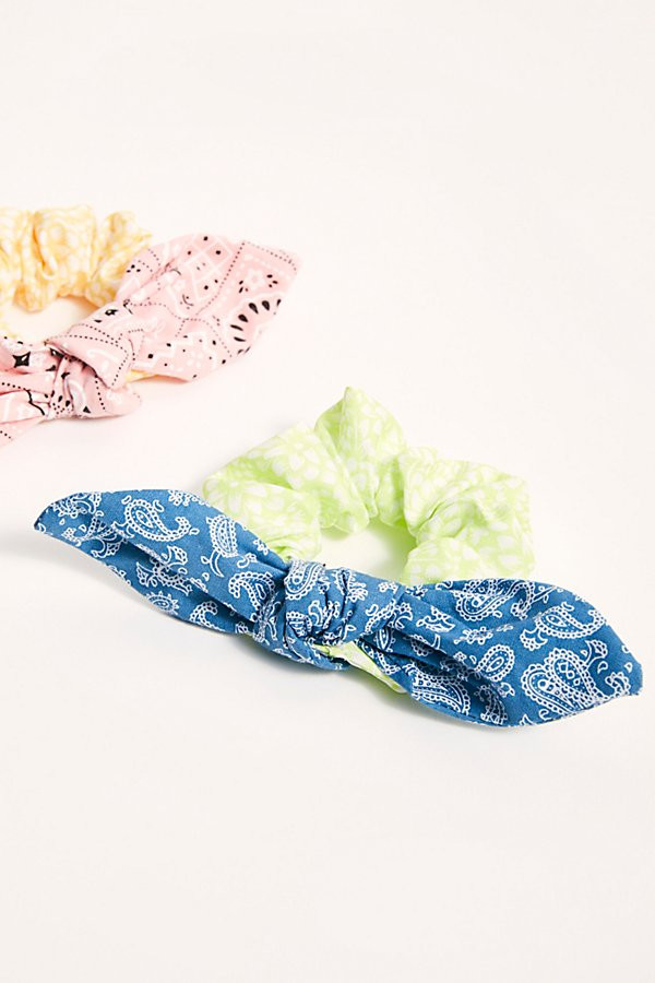 Lulu Mismatched Scrunchie by Free People, Chambray / Citron, One Size | Free People (Global - UK&FR Excluded)