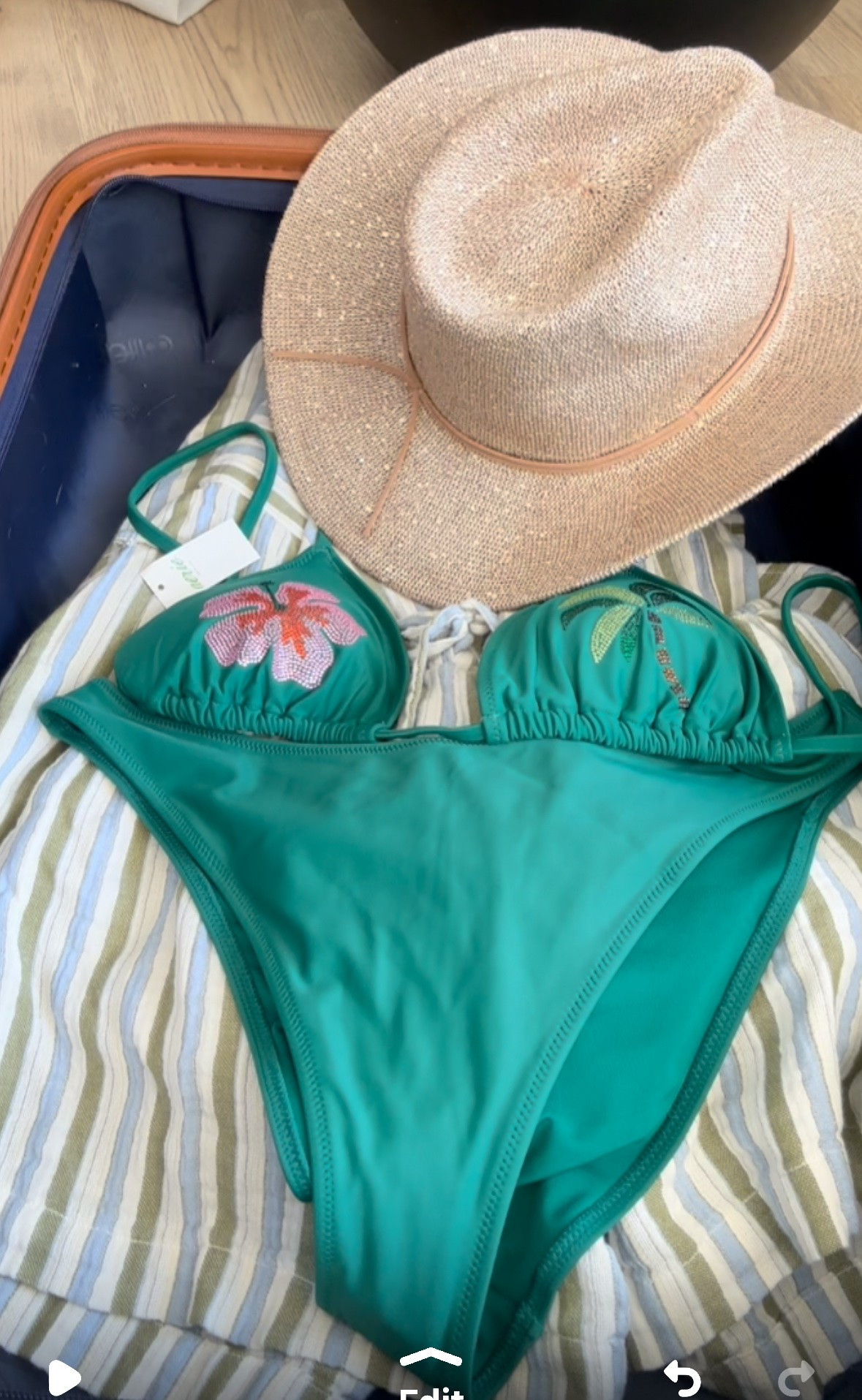 My @Aerie swimsuit is still on sale! 

Wearing a size medium in both top and bottom. Paired this lake day look with a green and blue striped cover up shirt and shorts set + my sequined cowboy western hat from @Target!

Summer accessories 
Beach vacation
Summer hats
Two piece swimsuit

#LTKootd #LTKSwim #LTKSaleAlert