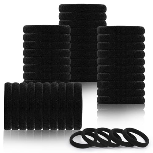 80pcs Black Thick Hair Ties for Women, 2.36 IN Large No Metal Ponytail Holders, Heavy Duty Elastic Hair Bands, Durable No Damage Hair Elastics for Thick & Curly Hair, Strong Hold | Amazon (US)