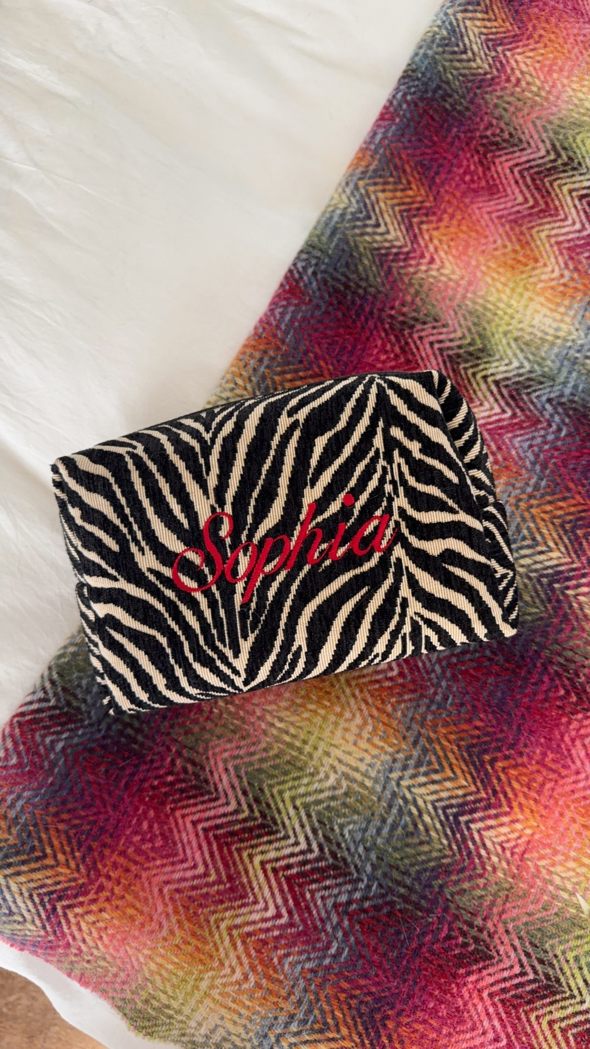 Zebra embroidered makeup bag!