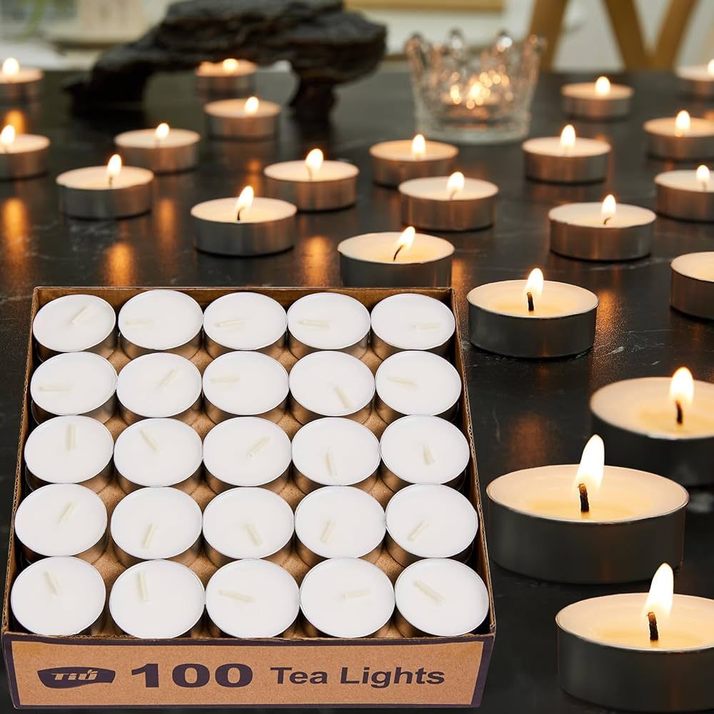 Ashlux Tea Lights Candles 100 Pack [4-5 Hours Long Burning]White Tealight Candles Small [Unscente... | Amazon (US)